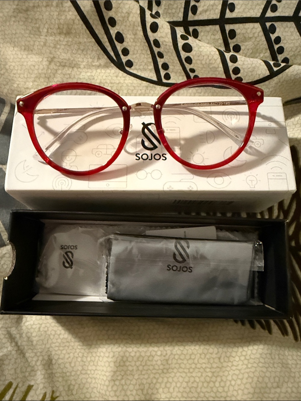 SOJOS Women's Red w/ Gold Round Fashion Glasses New W/O Tag